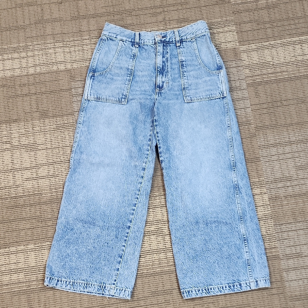 AMO Light Blue Wide Leg Cropped Jeans